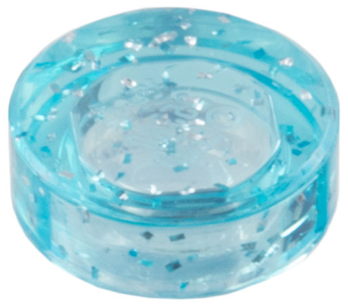 Tile Round 1 x 1 in Glitter Trans-Light Blue