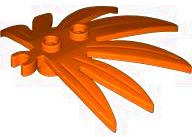 Plant, Leaves 6 x 5 Swordleaf with Clip [Thick Open O Clip] in Reddish Orange