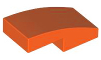 Brick Curved 2 x 1 No Studs [1/2 Bow] in Reddish Orange