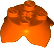 Plant, Leaves, Round 2 x 2 x 2/3 with + Axle Hole and 4 Leaf Extensions in Reddish Orange