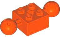 Technic Brick Special 2 x 2 with 10.2mm Balls with Holes and Axle Hole in Reddish Orange
