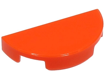 Tile Round 1 x 2 Half Circle in Reddish Orange