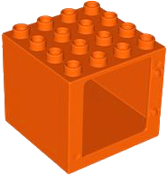 Duplo Door / Window Frame 4 x 4 x 3 with Thin Top in Reddish Orange