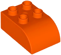 Duplo Brick 2 x 3 with Curved Top in Reddish Orange