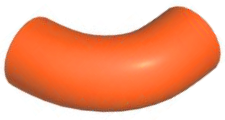 Brick Round 1 x 1 diameter Tube with 90 Degree Elbow (2 x 2 x 1) and Axle Holes (Crossholes) at each end in Reddish Orange