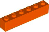 Brick 1 x 6 in Reddish Orange