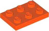 Plate 2 x 3 in Reddish Orange