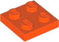 Plate 2 x 2 in Reddish Orange