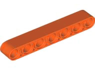 Technic Beam 1 x 7 Thick in Reddish Orange