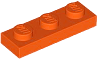 Plate 1 x 3 in Reddish Orange
