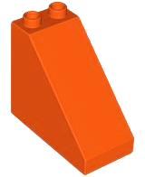 Duplo Brick 4 x 2 x 3 Slope 45° in Reddish Orange