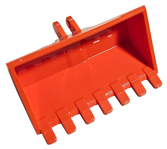 Construction Vehicle Bucket 3 x 6 with Hinge, Reinforced Center in Reddish Orange