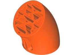 Brick Round 3 x 3 D. Tube with 45° Elbow and Axle Holes (Crossholes) at Each End in Reddish Orange