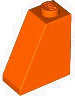 Brick Sloped 65° 2 x 1 x 2 in Reddish Orange