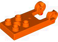 Duplo Plate 2 x 3 with 4 Studs and Reinforced Hinge in Reddish Orange