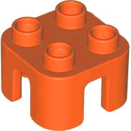 Duplo Chair with no Back / Stool in Reddish Orange