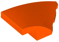 Brick Wedged, Curved 4 x 2 with Stud Notch Right in Reddish Orange