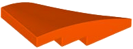 Brick Wedged, Curved 4 x 2 with Stud Notch Left in Reddish Orange