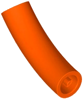 Brick Round 1 x 1 D. Tube with 45° Elbow and Axle Holes (Crossholes) at Each End in Reddish Orange