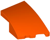 Brick Wedged, Curved 3 x 2 with Stud Notch Right in Reddish Orange