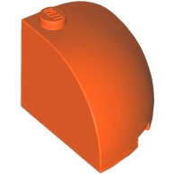 Brick Round Corner 3 x 3 x 2 Dome Top in Reddish Orange