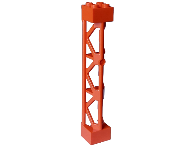 Support 2 x 2 x 10 Girder Triangular Vertical - Type 4 - 3 Posts, 3 Sections in Reddish Orange