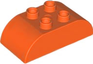 Duplo Brick 2 x 4 Curved Top in Reddish Orange