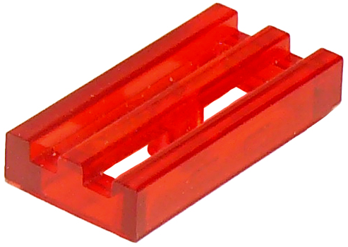Tile Special 1 x 2 Grille with Bottom Groove in Trans-Red