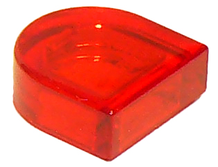 Tile Round 1 x 1 Half Circle in Trans-Red