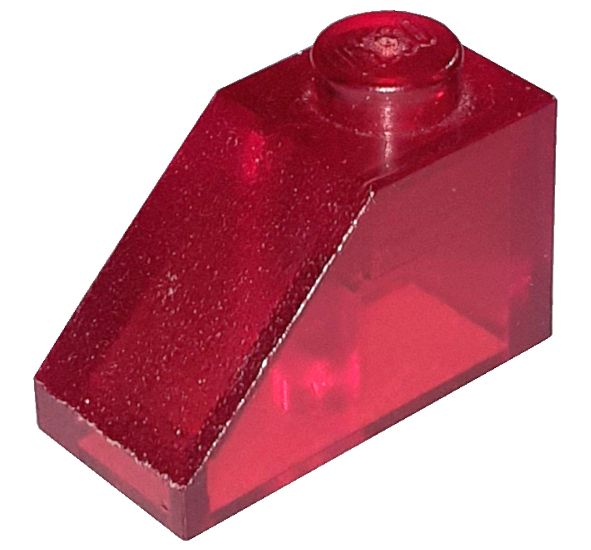 Brick Sloped 45° 2 x 1 with Bottom Pin in Trans-Red