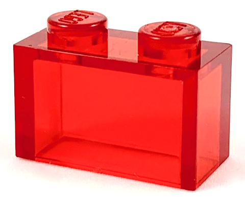 Brick 1 x 2 without Bottom Tube in Trans-Red