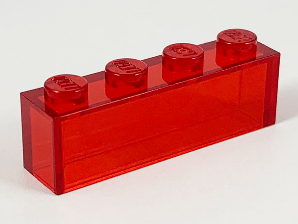 Brick 1 x 4 without Bottom Tubes in Trans-Red
