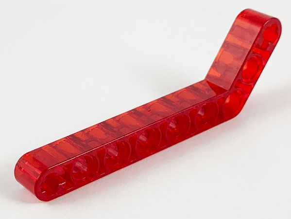 Technic Beam 1 x 9 Bent (7 - 3) Thick in Trans-Red