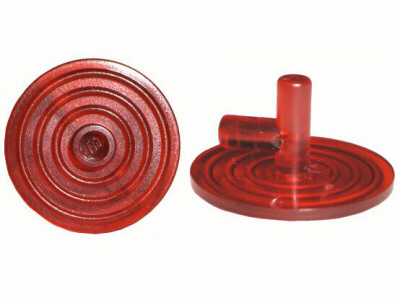 Shield Round with Stud in Trans-Red
