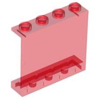 Panel 1 x 4 x 3 [Hollow Studs] in Trans-Red