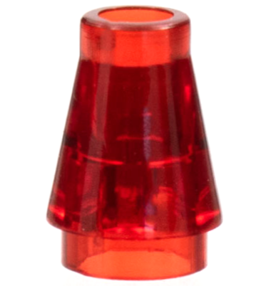 Cone 1 x 1 [No Top Groove] in Trans-Red
