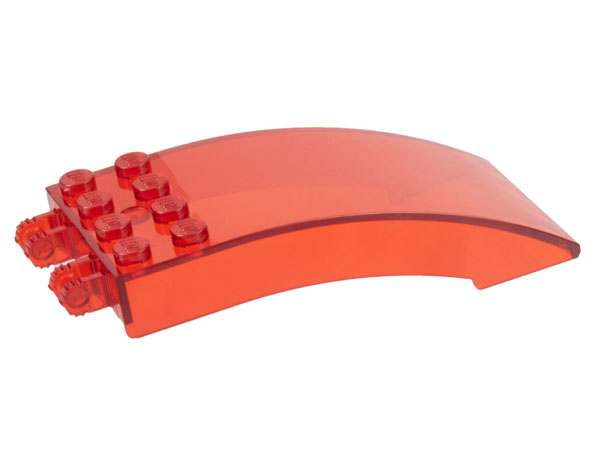 Windscreen 8 x 4 x 2 Curved [2 Dual-Fingered Click Hinges] in Trans-Red