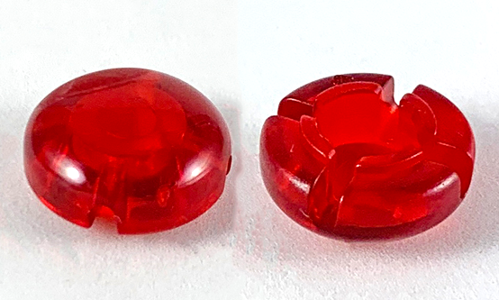 Clikits Icon, Round 2 x 2 Small with Hole [Frosted] in Trans-Red