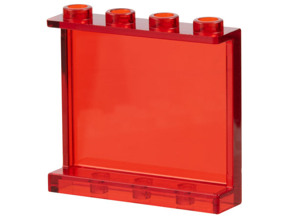 Panel 1 x 4 x 3 [Side Supports / Hollow Studs] in Trans-Red