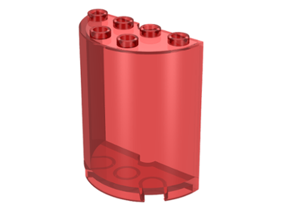 Cylinder Half 2 x 4 x 4 in Trans-Red