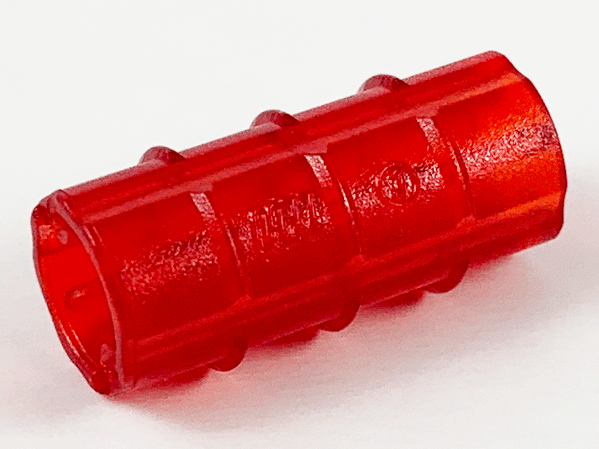 Technic Axle Connector Ridged [with x Hole x Orientation] in Trans-Red