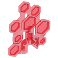 Large Figure Shield, Hexagon in Trans-Red