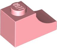 Brick Curved 2 x 1 with Inverted Cutout in Warm Pink