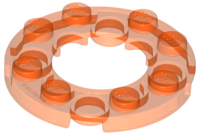 Plate Round 4 x 4 with 2 x 2 Round Opening in Trans-Neon Orange