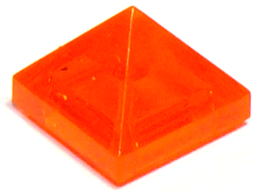 Brick Sloped 45° 1 x 1 x 2/3 Quadruple Convex [Pyramid] in Trans-Neon Orange