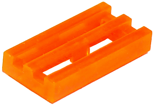 Tile Special 1 x 2 Grille with Bottom Groove in Trans-Neon Orange