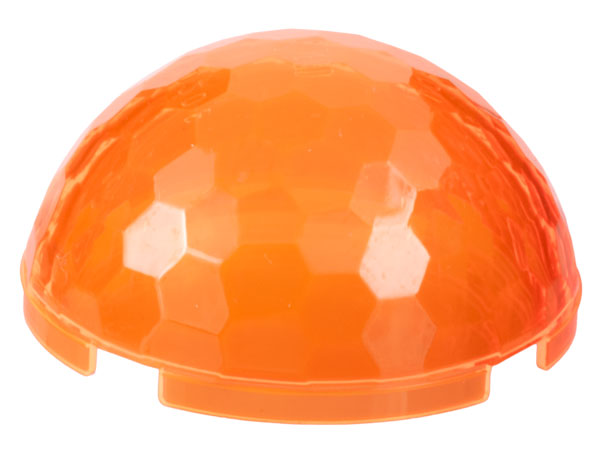 Dome Hemisphere 4 x 4 Multifaceted in Trans-Neon Orange