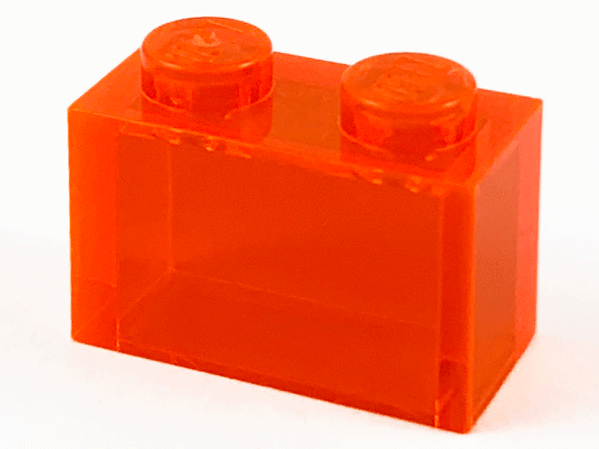 Brick 1 x 2 without Bottom Tube in Trans-Neon Orange