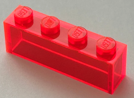 Brick 1 x 4 without Bottom Tubes in Trans-Neon Orange