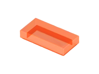 Tile 1 x 2 with Groove in Trans-Neon Orange